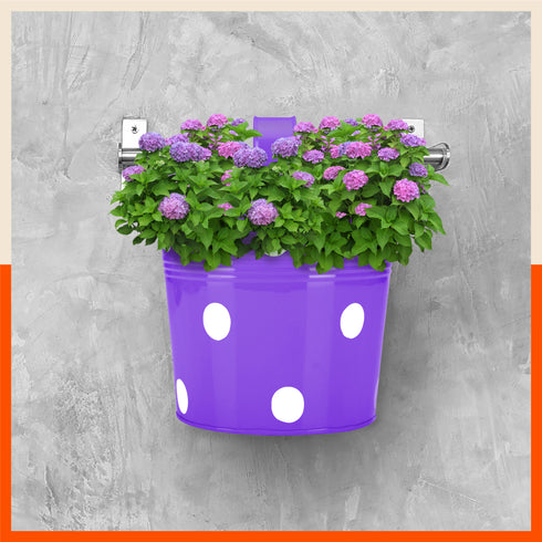 RUI Hanging Metal Pot Holders / Planters for Home / Balcony / Garden | Purple